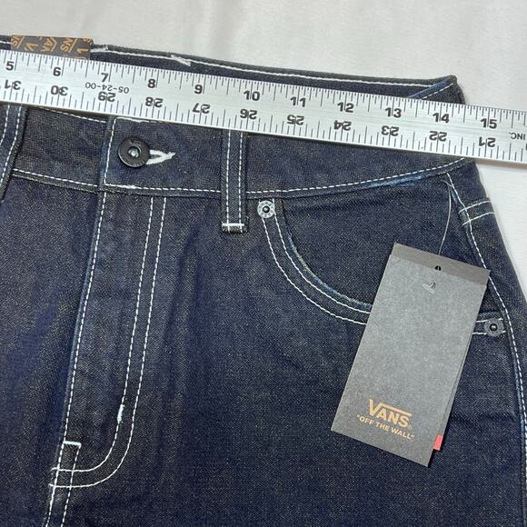Vans Off the Wall Denim Jeans 26x29 Dark Blue Straight Fit Mid Rise New - Picture 8 of 11